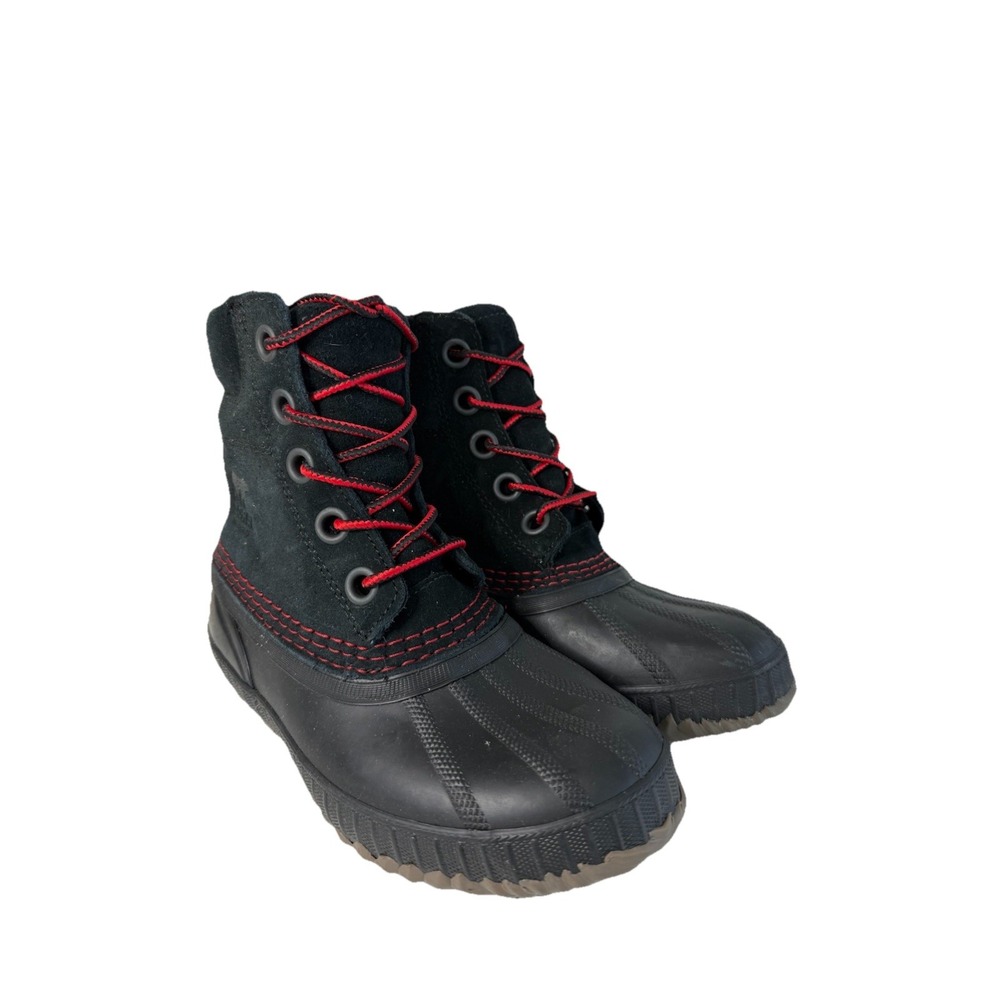 Sorel Youth Cheyanne II Waterproof Lace-Up Boots Black/Red Size 1Y No Box - Picture 2 of 6